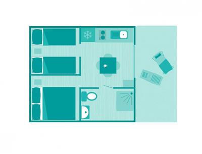 Plan du Tente lodge 4 personnes 2 chambres