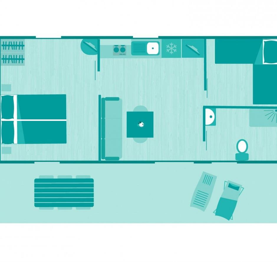 PlanPlan du Cottage 4 personnes 2 chambres PMR 