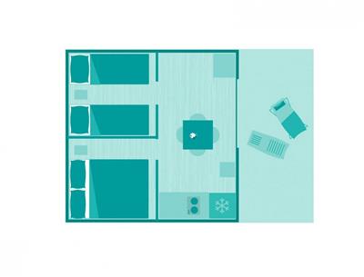 Plan de la Tente lodge 4 pers 2 fleurs