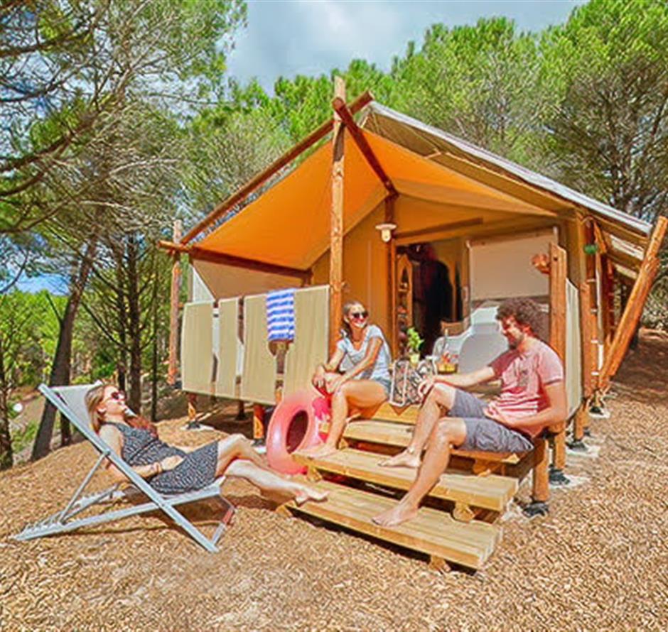 Vue extérieure de la Tente lodge 4 pers 2 fleurs 