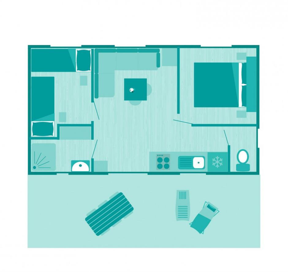 Plan du du Cottage 4 pers 2 fleurs 