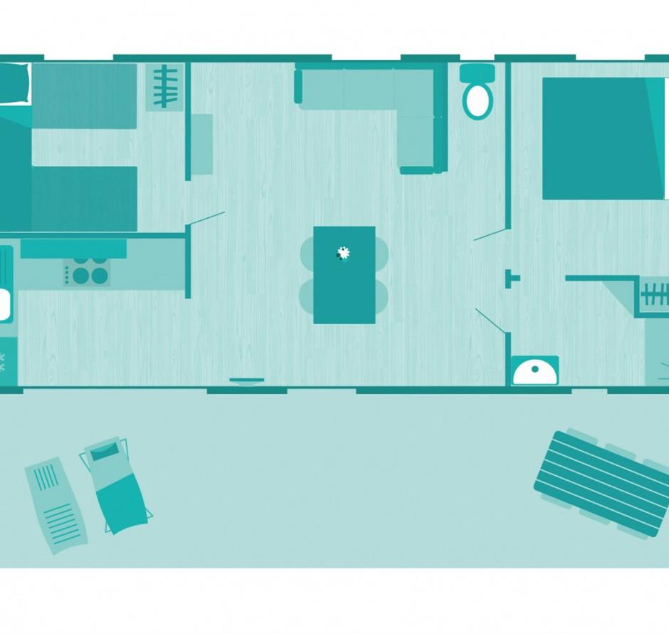 Plan du Cottage 5 pers 3 fleurs 