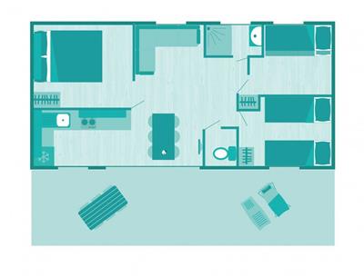 Plan du Cottage 6 personnes 3 fleurs