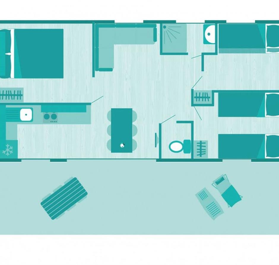 Plan du Cottage 6 personnes 3 fleurs 