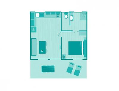 Plan du Cottage 2-3 pers 4 fleurs