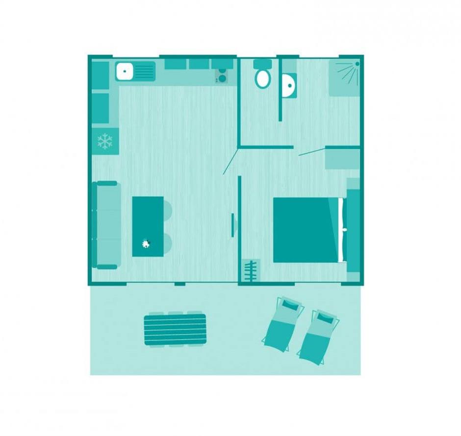 Plan du Cottage 2-3 pers 4 fleurs 