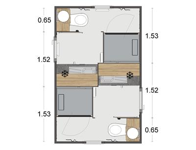 Plan du sanitaire privé de l'emplacement **** au Camping Les Sirènes