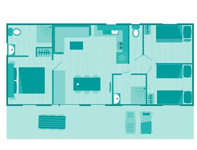 Plan du Cottage 6 personnes 3 chambres 4 fleurs