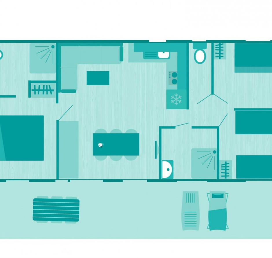 Plan du Cottage 6 personnes 3 chambres 4 fleurs 