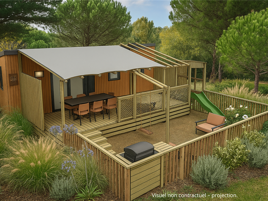 Extérieur du cottage Family 6 personnes Premium - CAMPING**** Les Sirènes